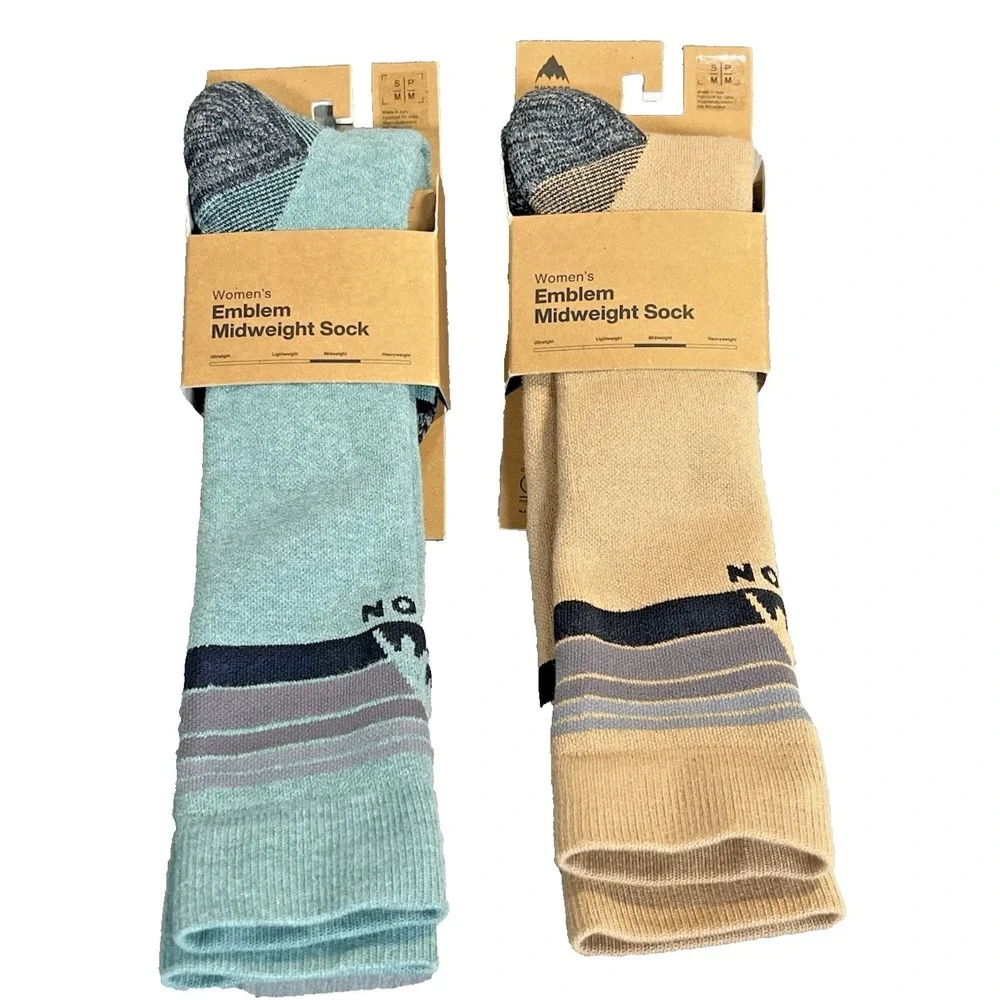 NEW 2‎ Pair Burton Women's Emblem Midweight Socks snowboard ski  tall  S/M 4-6.5